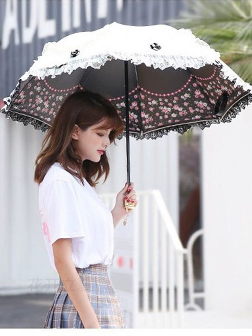 복고풍 양산 자외선차단 양우산 공주풍 레이스 암막 꽃
