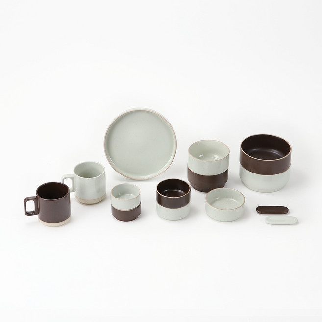 옳음 2인 한식 도자기 신혼부부 그릇세트 집들이선물 14P, 화이트&블랙, 1개