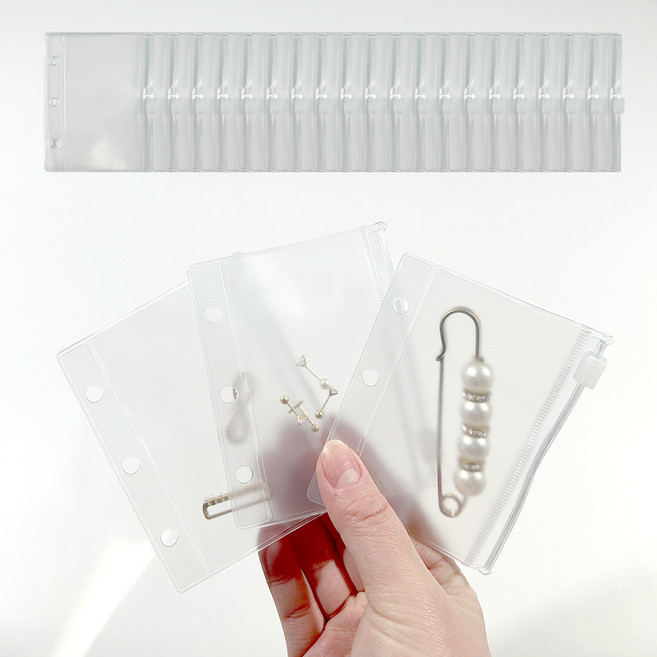 푸꾸푸꾸 악세사리 보관함 주얼리 지퍼백 파우치 케이스, 1개, 반투명 지퍼백 속지 (20P)