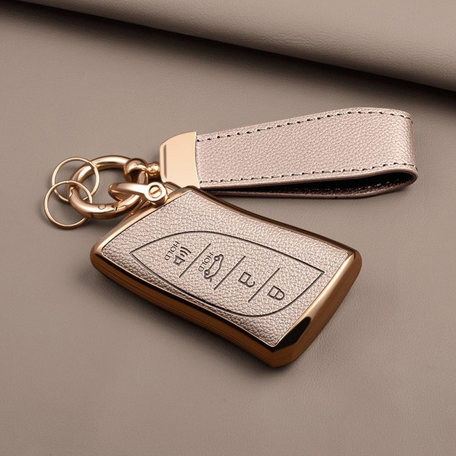 HAKO 소프트 가죽TPU 키케이스+키홀더 (렉서스호환), L-02, 핑크베이지