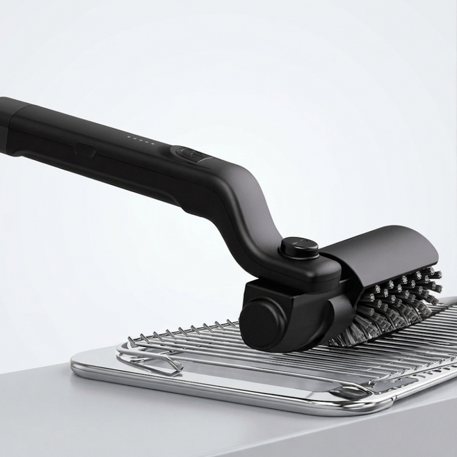 전기 바비큐 그릴 브러시 캠핑용 강력한 기름때 제거 청소도구 세트, 블랙, 1개