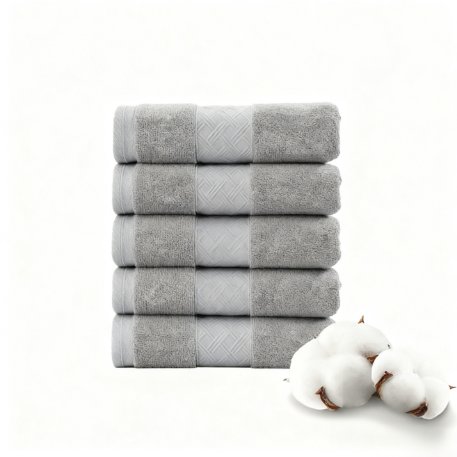 laderive 프리미엄 호텔수건 레이온 33x70 부드럽고 항균력고급 타올, 5개, 회색