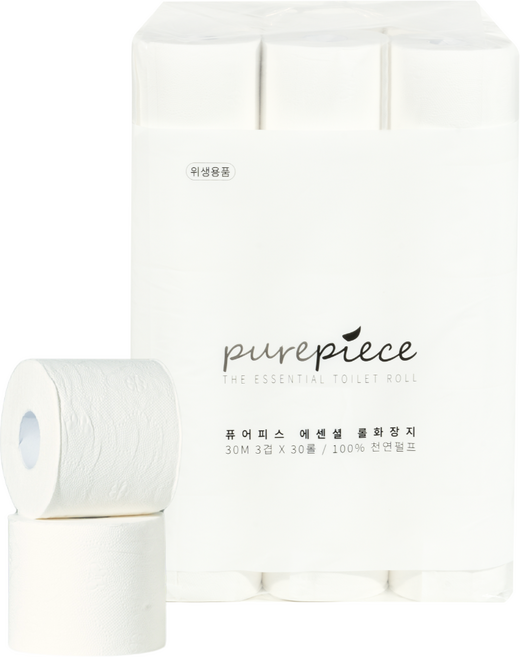 먼지없는 천연펄프 에센셜 롤화장지 3겹, 30개, 1롤, 30m
