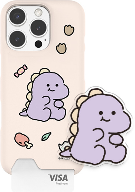 삐뚤빼뚤 공룡 언더 카드 하드 갤럭시 아이폰 휴대폰 케이스+아크릴톡 세트