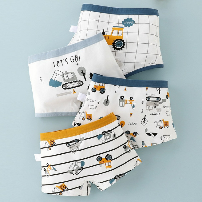 슈가앤 남아 UM04 스퀘어블루 4종세트 유아 코튼 드로즈 사각 팬티