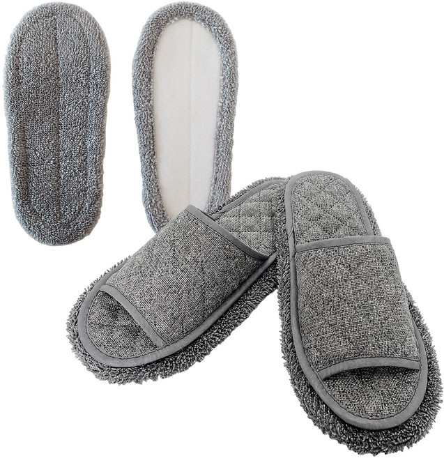 필굿리빙 극세사 청소슬리퍼+리필, 1개, 그레이