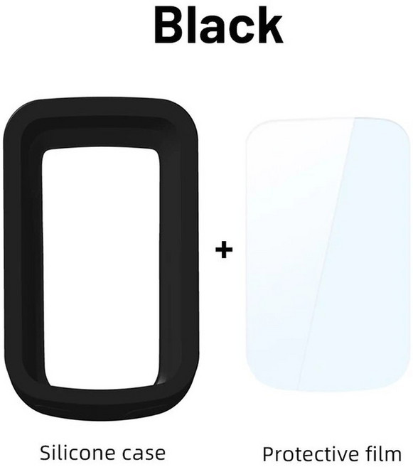 자전거 방수 GPS 속도계 IGPSPORT BSC100S iGS100S 용 실리콘 보호 커버 검정색 케이스 컴퓨터 스크린 필름 포함, 1) Black, 1개