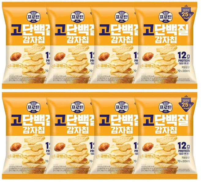 이지프로틴 고단백질 감자칩 소금빵맛 프로틴칩, 50g, 8개 - 쿠팡