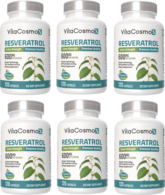 VitaCosmoX 비타코스모 트랜스 레스베라트롤 600mg, 6개, 120정