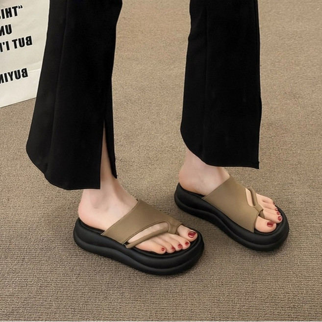 스미제작 발편한 키높이 통굽 발등 커버 쪼리 슬리퍼