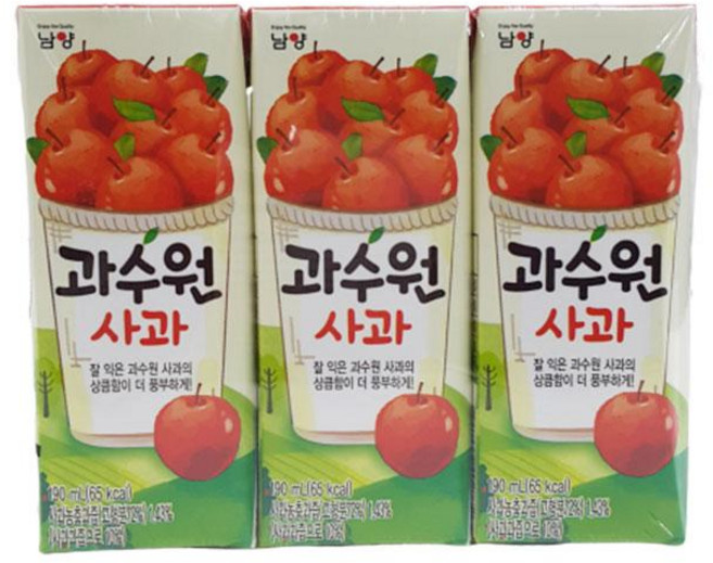 남양 과수원 사과주스, 190ml, 3개