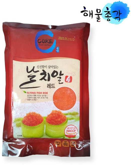 해물총각 대용량 프리미엄 날치알 500g, 날치알 레드 500g(코아)((1개), 1개