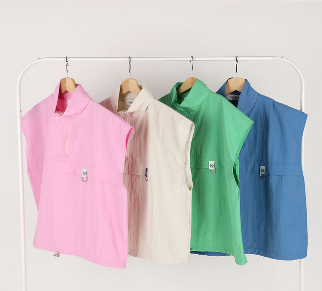 엠엠스포츠 여성 반집업 바람막이 아노락 골프 조끼 베스트