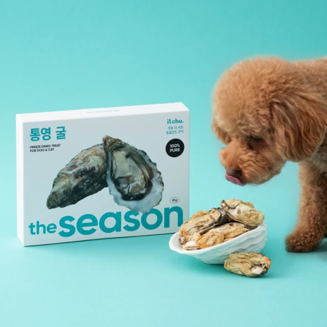 잇츄 더 시즌 동결건조 저알러지 강아지 고양이 간식, 1개, 45g, 통영 굴 - 쿠팡