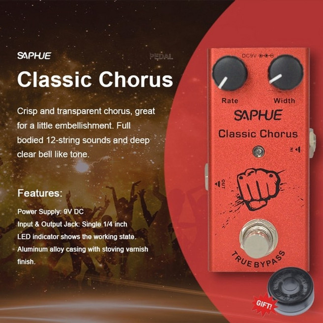 루프스테이션 saphue 일렉트릭 기타 페달 빈티지 오버드라이브디스토션 크런치디스토션us dream클래식 코러스빈티지 위상디지털 딜레이, 클래식 코러스, 1개