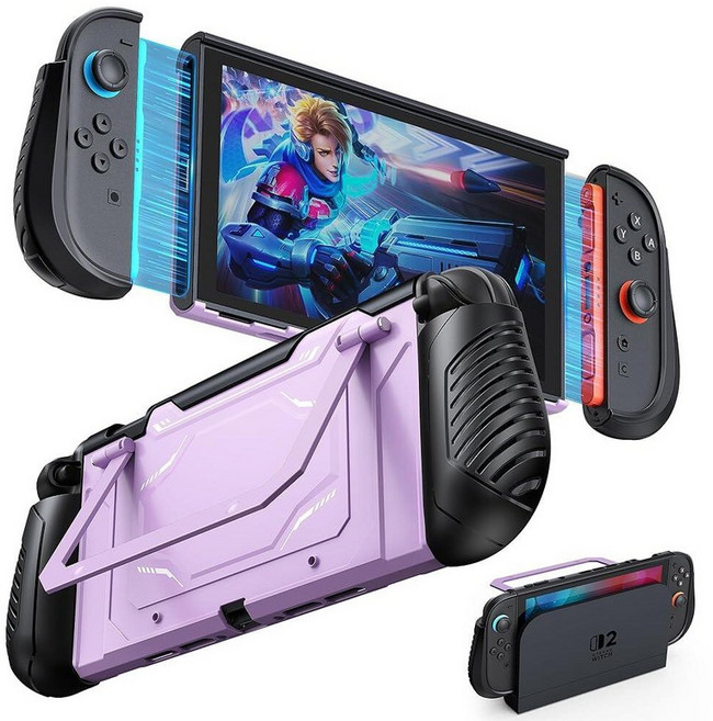 Switch 2 Dockable Case FYOUNG Protective Shell for Nintendo Switch 2 Console | Military-Grade Ful, Light Purple