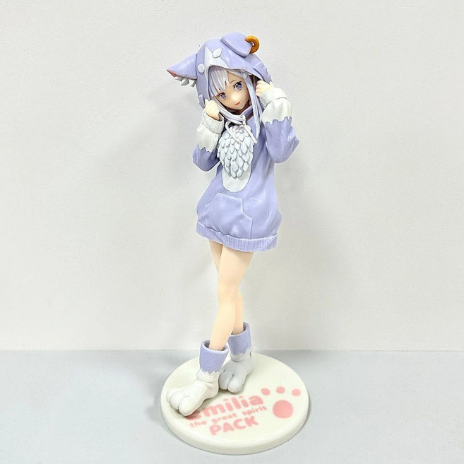 리제로 렘 람 에밀리아 고양이 후드 피규어 18CM 이세계생활 리제로굿즈, Emilia A, 1개