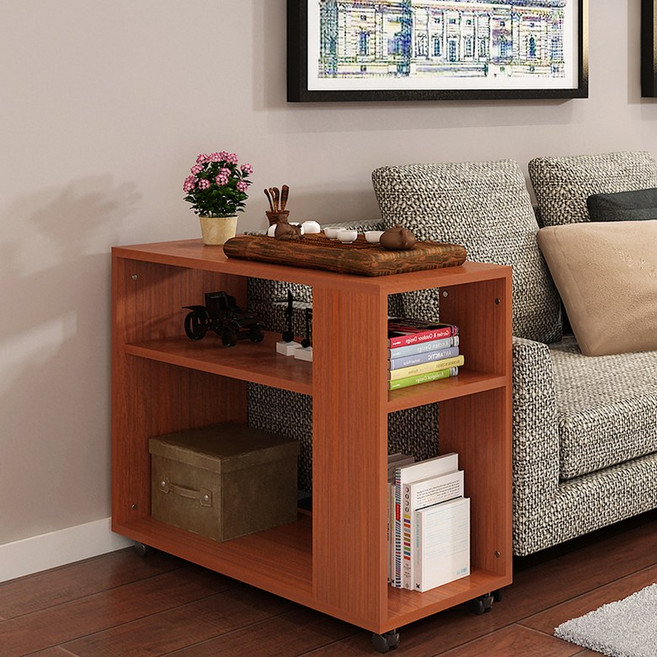 좁은공간 책장 틈새 슬라이딩 수납함 50 캐비닛, 1단, 길이 60 너비 30 높이 50 티크 색상