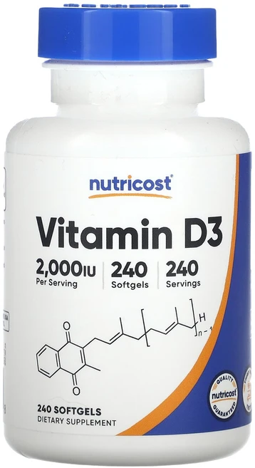 Nutricost 비타민D3 2000IU 소프트젤 240정, Nutricost비타민D32000IU소프트젤240정 - 쿠팡