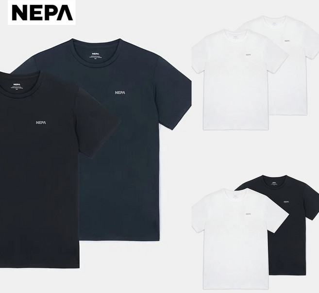 네파 24SS 1+1 특가상품! 매년완판! 085~115 사이즈 대량확보완료! 공용 데일리 패키지 티셔츠 (2EA) 7KG5360