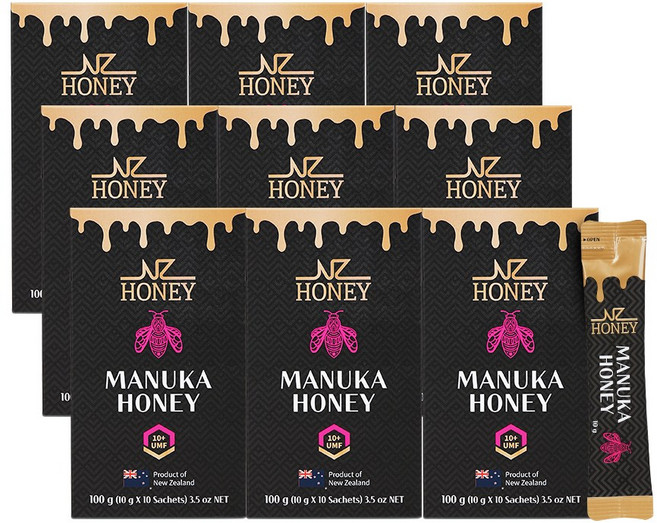 아임힐링 엔젯허니 마누카 꿀스틱 UMF10 뉴질랜드 천연 스틱 꿀, 100g, 9개