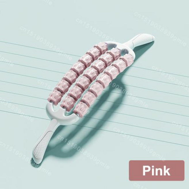 발바닥 지압 마사지기 족저 피로완화 리커버리 롤러 힐링기 종아리 돌돌이 롤링 다리 셀프 림프 순환 휴대용 마사지 스틱 수동 도구 근육 야외 뒤로 편안한 피트니스 요가, 2)Pink