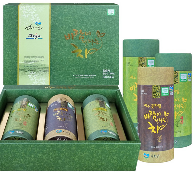 프리미엄 잎차 3종 세트 제주 다희연 황차 우전 세작 각 30g GTWHSB, 녹차세트 30gx3, 1세트