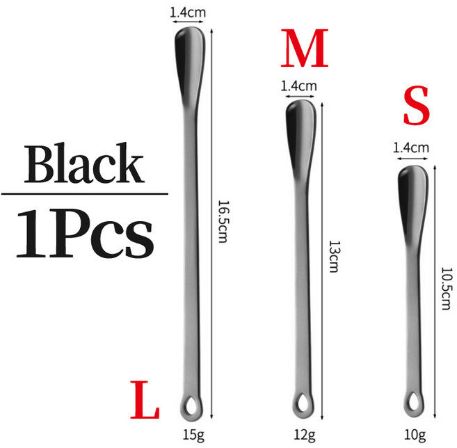 304 스테인리스 스틸 커피 스푼 고급 혼합 디저트 아이스크림 미니 조미료 파우더, 03 1pcs-M, 04 black