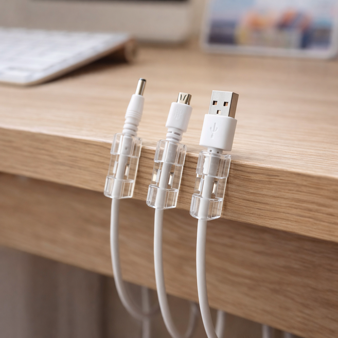 휴무드 케이블 선정리 클립 홀더 전선, 투명 대형, 20개