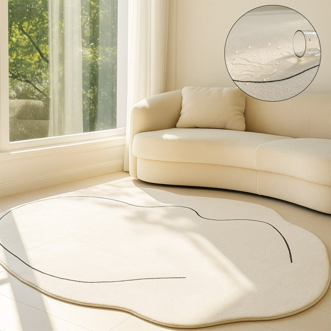 홈메이드 워셔블 러그 먼지없는 거실 카페트 단모 사계절 방수 비정형 24번
