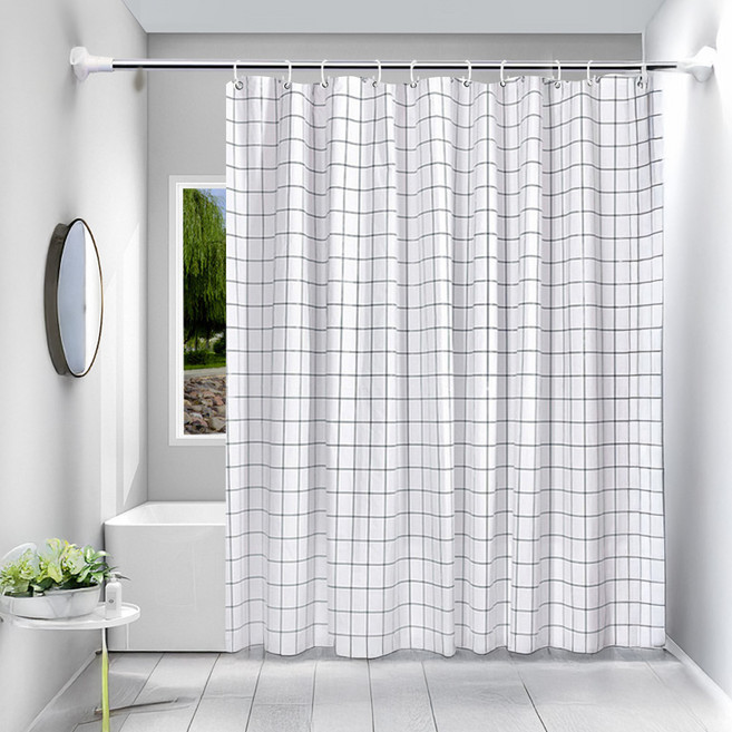 러너즈 유로스타일 체크 샤워 커튼 화이트 1개