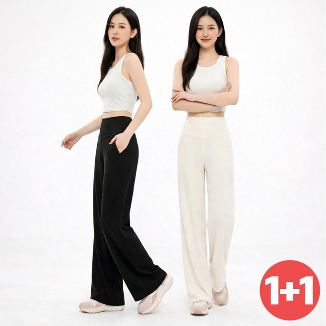 폰주머니 일체형 와이드 핏 레깅스 요가 팬츠 바지