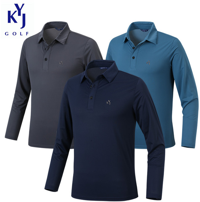 김영주골프 남성 봄 여름 아이스 그리드 긴팔 카라티 골프티 냉감 쿨링 기능성 골프웨어 자외선차단 KYJ