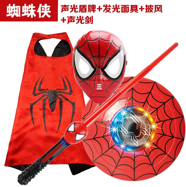 스파이더맨 거미맨 마스크 할로윈 만화 애니메이션 어린이 장난감 장갑 발사기 영웅 망토 세트