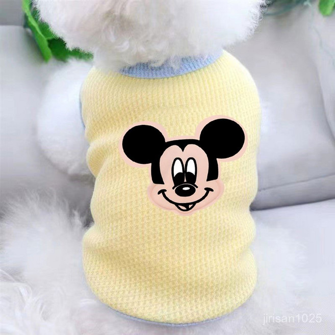 따뜻한 겨울 애완동물 스웨터 여름 강아지 고양이 옷 와플 조끼 애완동물 옷 방한 비숑 포메라니안 소형견 테디 패션 강아지옷, M(권장 2-3kg ), 미키-블루와 옐로우