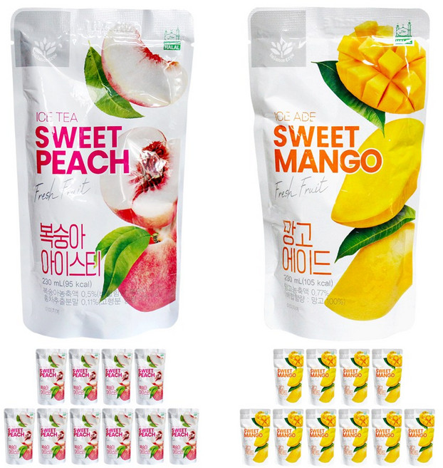 밸런스그로우 복숭아 아이스티 230ml 10팩 +망고에이드 230ml 10팩