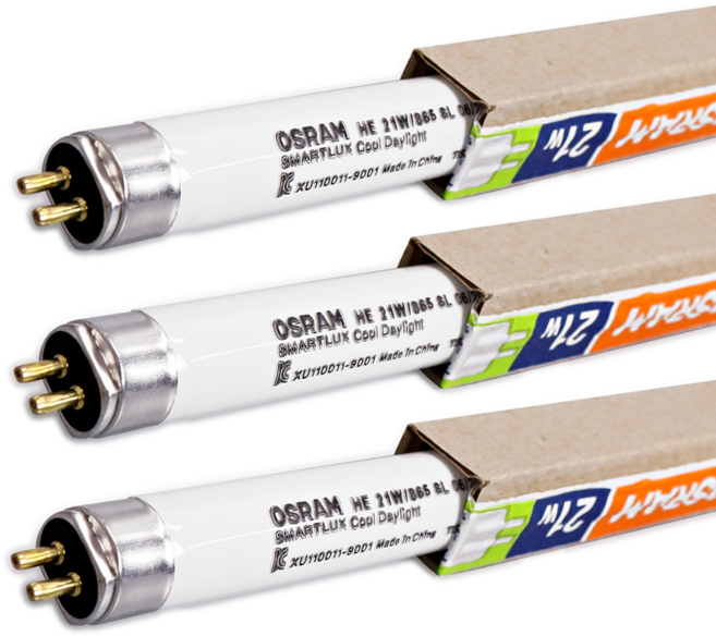 오스람 T5 슬림 형광램프 직관 형광등 주광색 (3개입), 1개, 21W