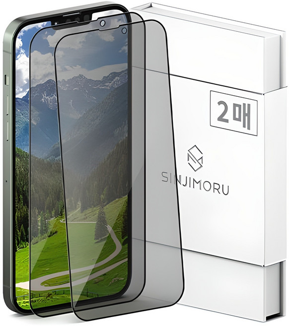 신지모루 사생활 보호 9H 고경도 강화유리 신지글래스 풀커버 프라이버시 휴대폰 액정보호필름 2p, 1개