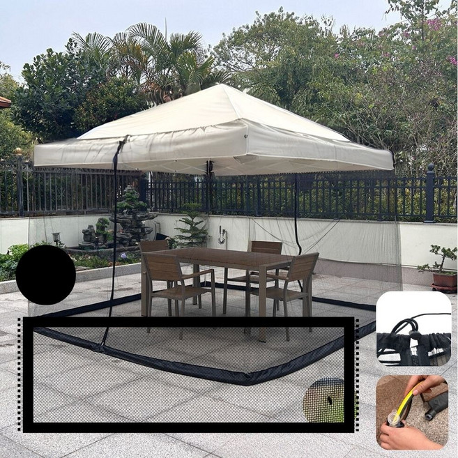 홈인홈 4면 캐노피 천막 투명 모기장 암막, 4면덮개형모기장, 블랙