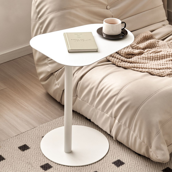 알엠즈 세이 테이블 노트북 사이드 미니 소파 침대 간이 책상 테이블, 세이 화이트 원형 무광, 세이 화이트 원형 무광