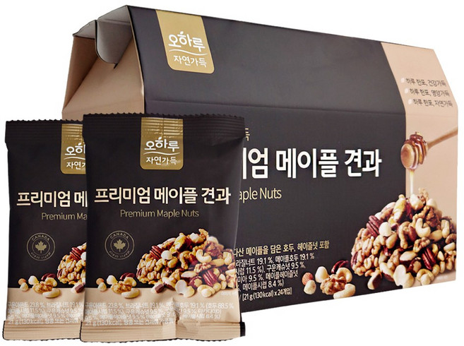 오하루 자연가득 프리미엄 메이플 견과 하루 견과류, 24개, 21g