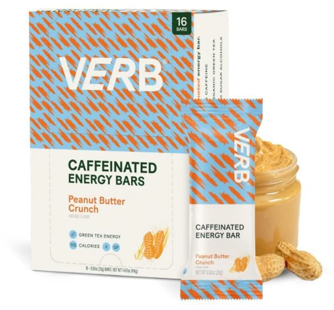 Verb Caffeinated Energy Bar 쿠키 과자 버브 에너지 카페인 함유 바 앤 크림 90칼로리 스낵 영양 비건 녹차 포함 글루텐 프리 아침 식사 16개입 26g, 땅콩버터 크런치, 16개 (1팩), 1개 - 쿠팡