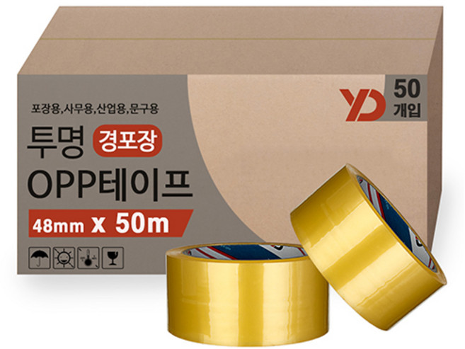 부광테이프 경포장 박스테이프 50m 57mic, 투명, 50개