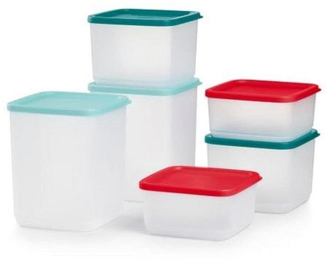 타파웨어 밀폐용기 6종 세트 그린/레드