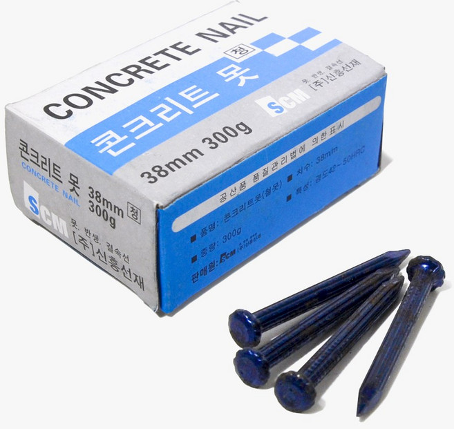 콘크리트 못 300g 25mm~90mm 길이선택 철못 쇠못 시멘트, 2개, 콘크리트 못 300g-