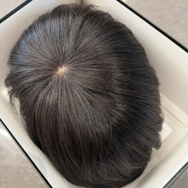 샤일리 남성 어려보이는 인모 숏컷 통가발, 1개, 자연블랙 (머리둘레52-56cm)