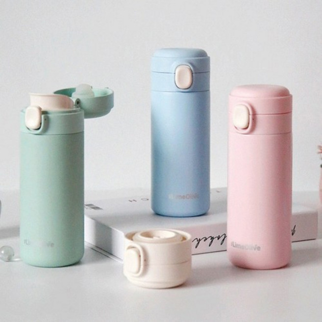 라임올리브 뮤티드 파스텔 보온보냉병, 화이트, 350ml, 1개