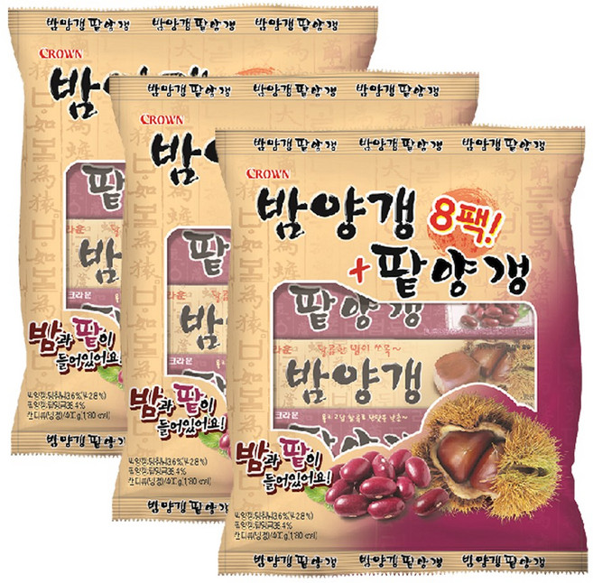 크라운 밤양갱 4p + 팥양갱 4p, 400g, 3세트