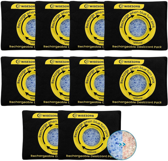 위저브 2Pcs 100그램 실리카겔 패킷 보관용 프리미엄 제습제 팩 수분 조절용 흡수제, 10 PACK