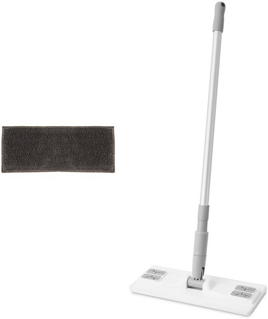 에이클린 세 가지 사이즈 소형(25cm) 중형(40cm) 대형(60cm) 두 가지색상(그레이 코랄핑크)청소밀대걸레+회색루프패드, 1세트